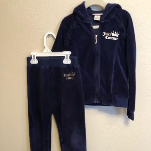 Girls Juicy Couture Navy Velour Track Suit size 6x